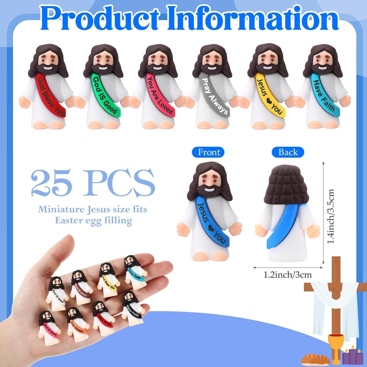 Bememo Mini Jesus Figures - 25 Pcs Original Design Toys for Sunday School & Baptism Gifts