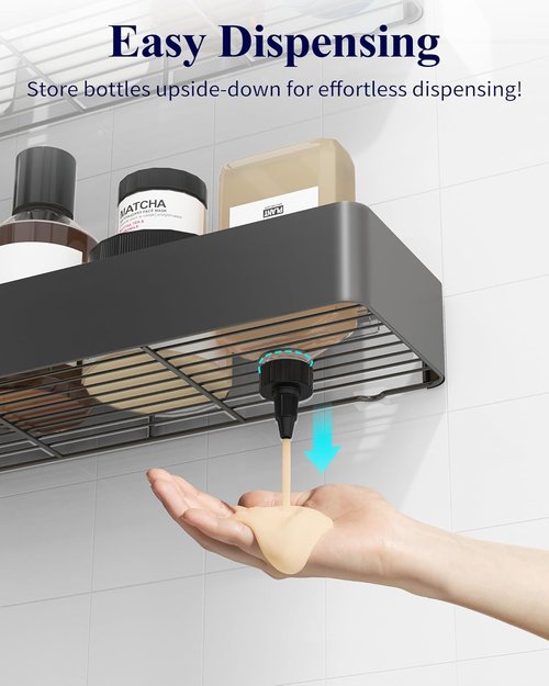 Kitsure Shower Caddy - Rustproof Adhesive Organizer for Bathroom Storage | Dark Grey, 2 Pack