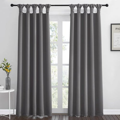 NICETOWN Twisted Tab Top Blackout Curtains Panels for Bedroom, Modern Home Decoration Noise Reducing Thermal Insulated Blackout Window Drapes 84 inches Long for Patio (2 Panels, 52 inches Wide, Gray)