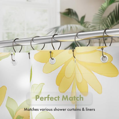 AmazerBath Shower Curtain Hooks Black Shower Curtain Rings, Simple Double Hook Shower Curtain Hooks Rust Proof, Smooth Sturdy Metal Shower Hooks for Shower Curtain Rod, 12 Pcs Shower Rod Hooks