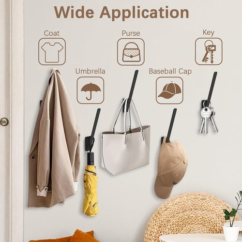 Kssvzz Metal Hat Racks - 5 Pack Heavy-Duty Wall Holder for Baseball Caps | Strong Adhesive, Black