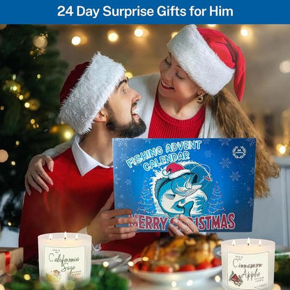 Fishing Advent Calendar 2025 - 24-Day Countdown with Tools, Lures & Accessories | Perfect Xmas Gift for Men & Boys