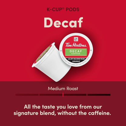 Tim Hortons Decaf Medium Roast Coffee - Single-Serve K-Cup Pods for Keurig Brewers | 100 Count