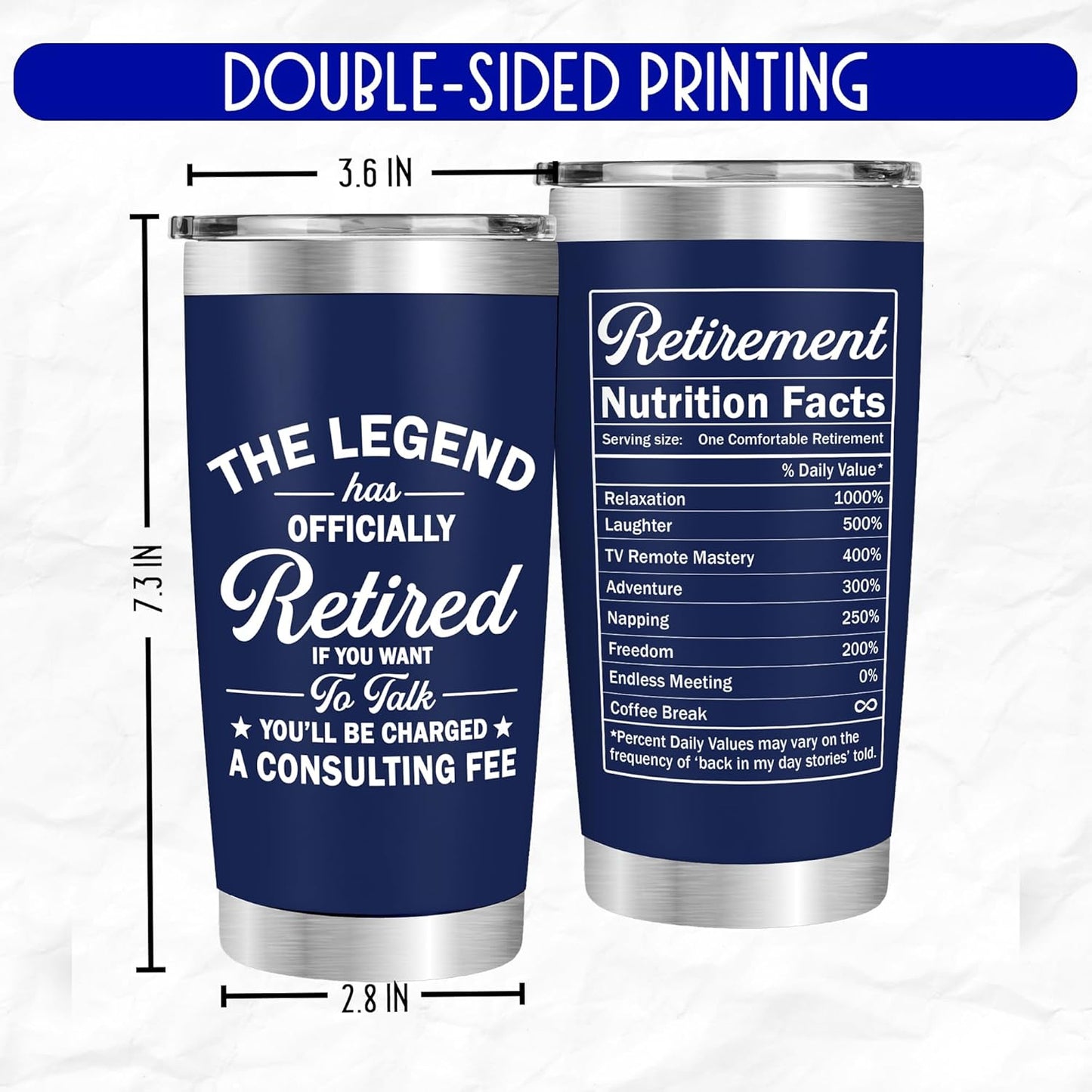 Retirement Gifts for Men - The Legend Has Retired - Retired Tumbler for Dad, Him, Man, Boyfriend, Husband - 20 Oz Tumbler Best Gift for Retirement Men, Fathers Day, Birthday, Christmas Gifts