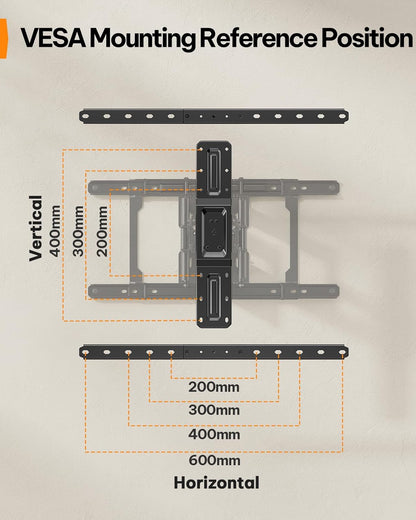 Perlegear Ultra Slim TV Wall Mount - Full Motion Design for 42-90" TVs | Fits 16"/24" Studs, Max VESA 600x400mm, Holds 132lbs
