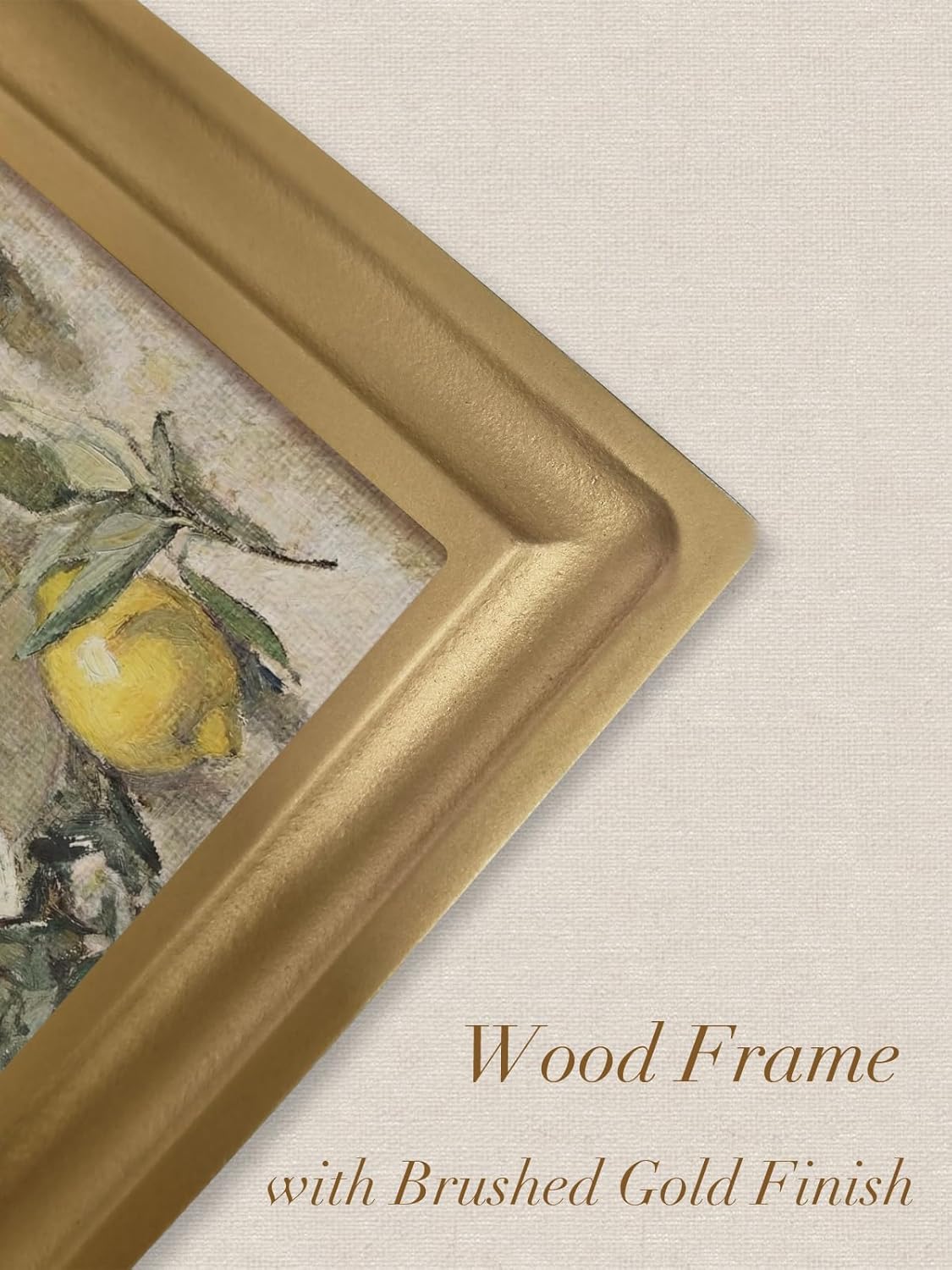 TwoDays Vintage Rustic Lemon Wall Art - Gold Arched Wood Frame Canvas Picture for Kitchen & Dining Room (11" x 13.8")