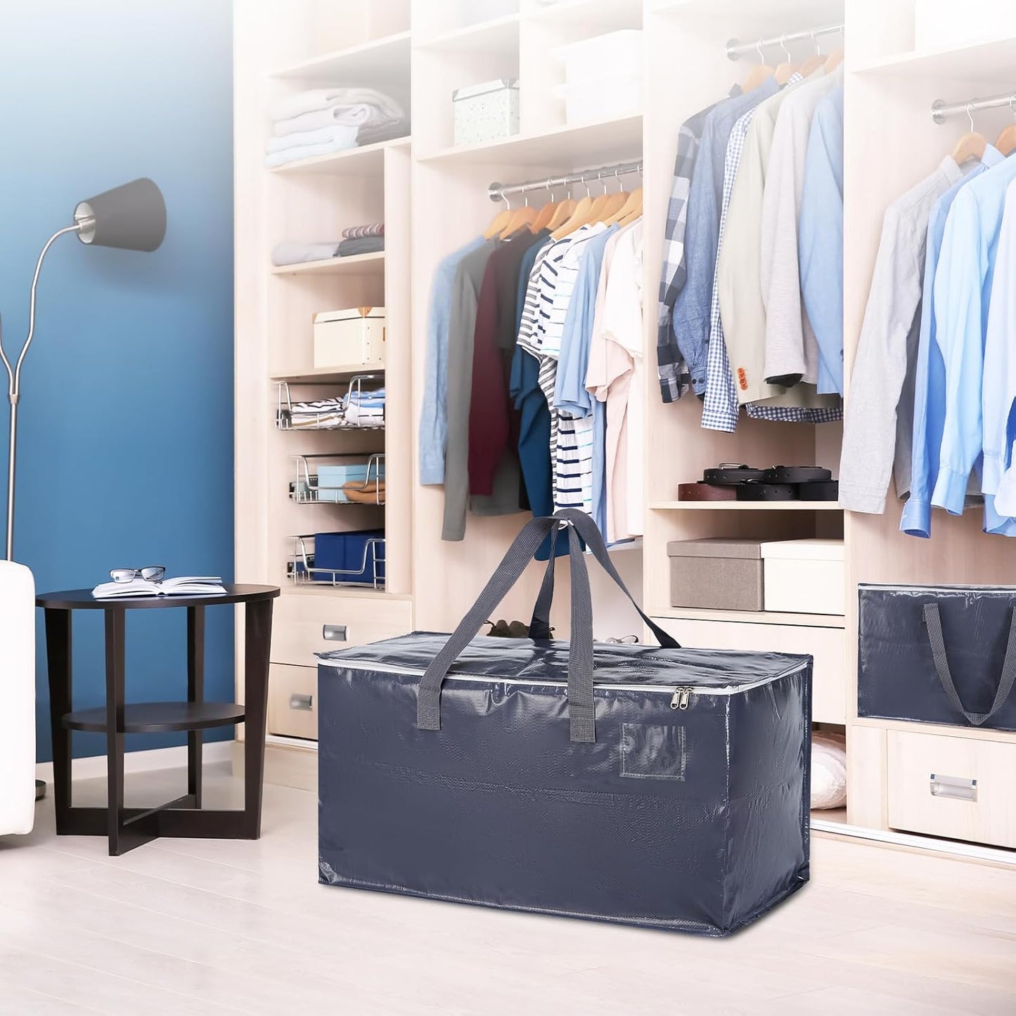 Skiennix Extra Heavy Duty Moving Bags - 6 Pack with Zippers & Handles | Durable, Water-Resistant Storage for Clothes & Supplies - Black