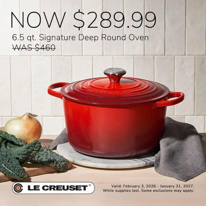 Le Creuset Enameled Cast Iron Deep Round Oven - 6.5 Qt | Durable Sea Salt Finish
