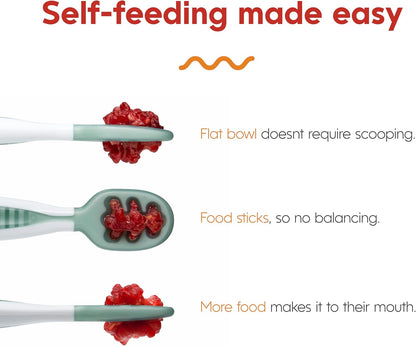 NumNum Baby Spoons Set - Silicone Self-Feeding Utensils for 6+ Months | BPA-Free, 6 Pack Rainbow