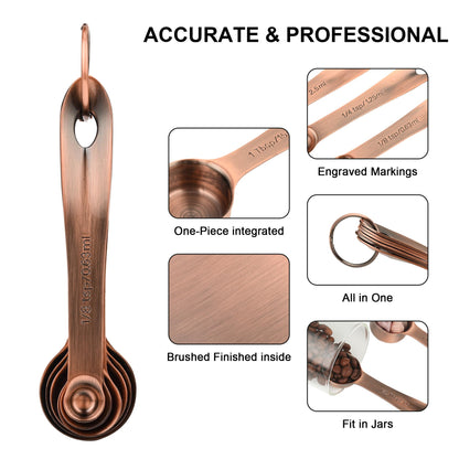 Smithcraft Measuring Cups and Spoons Set, Copper Measuring Cups and Spoons Set for Baking & Kitchen, Stainless Steel Measure Cup and Spoon for Dry &Liquid, Metal 7 Measure Cups&6 Spoons