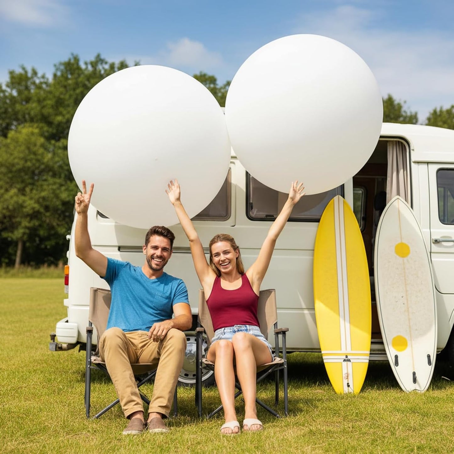RUBFAC 36 Inch White Giant Latex Balloons - Perfect for Weddings, Birthdays & Photo Shoots