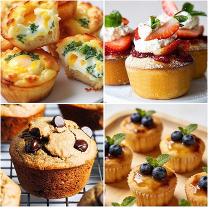CAKETIME Silicone Mini Muffin Pan - 3 Pack of 24 Nonstick Cups for Baking Muffins & Cupcakes