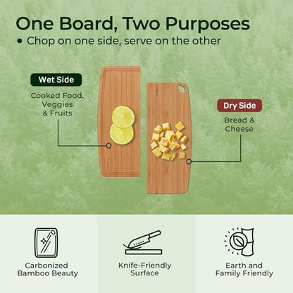 Keechee Bamboo Cutting Boards - Dishwasher Safe, Juice Groove Design | Durable & Lightweight for Fruits, Vegetables & Cheese