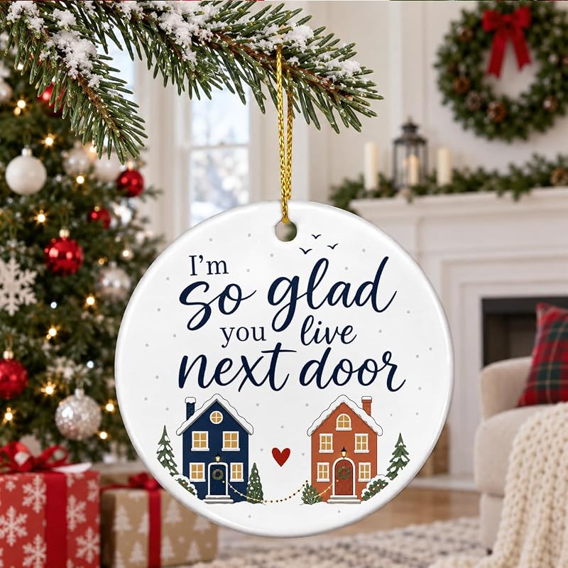 Ceramic Christmas Ornament – Neighbor Gift, 2.8 inch Holiday Decoration