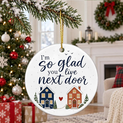 Ceramic Christmas Ornament – Neighbor Gift, 2.8 inch Holiday Decoration