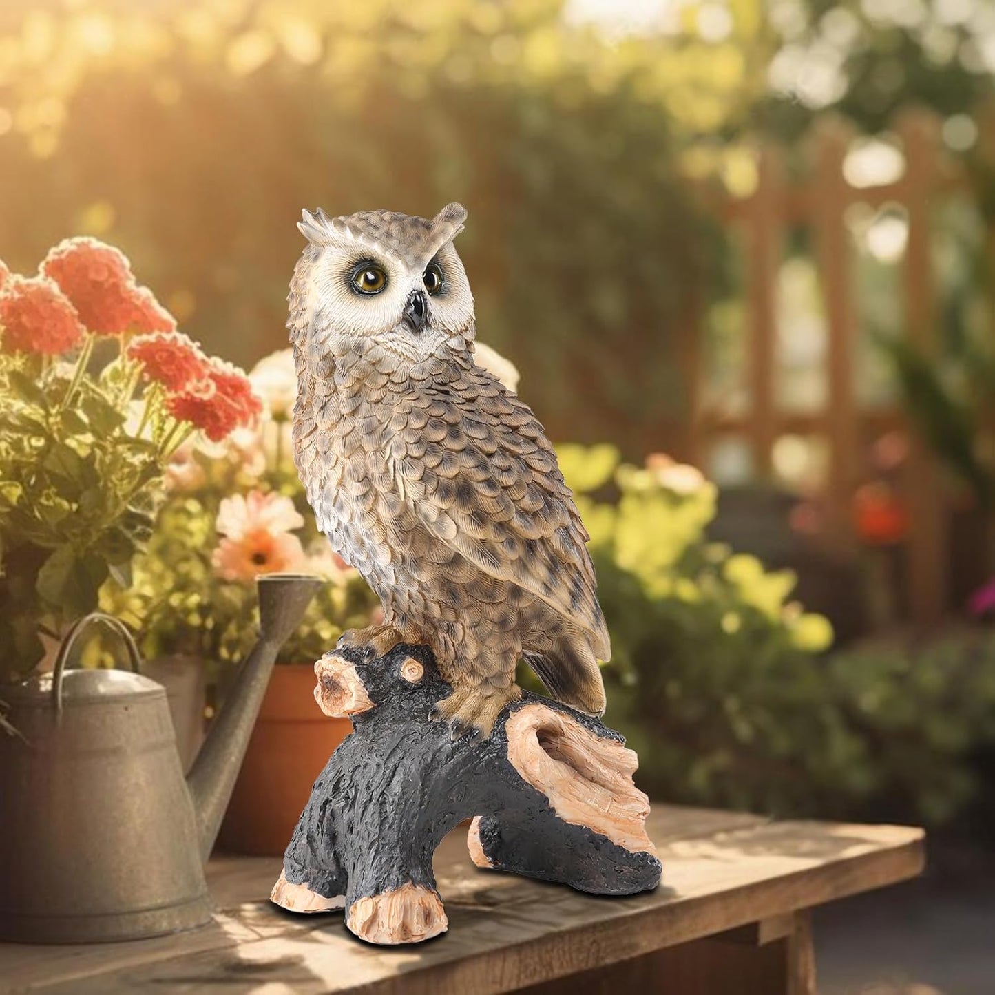 Regine Switzerland Owl Garden Statue - Perching Resin Figurine for Indoor & Outdoor Decor