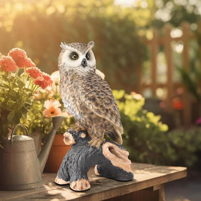 Regine Switzerland Owl Garden Statue - Perching Resin Figurine for Indoor & Outdoor Decor