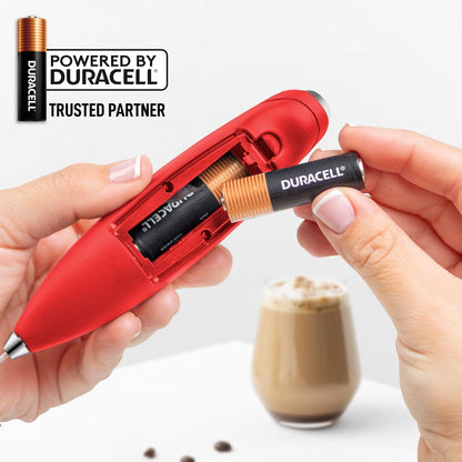 Zulay Kitchen Whisk Milk Frother - Powerful Handheld Foam Maker for Coffee & Lattes | Includes 4 Duracell Batteries