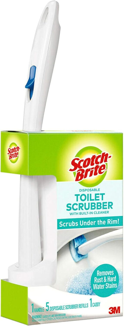 Scotch-Brite Toilet Scrubber Starter Kit - Disposable Refills with Bleach Alternative | Includes Handle & Caddy