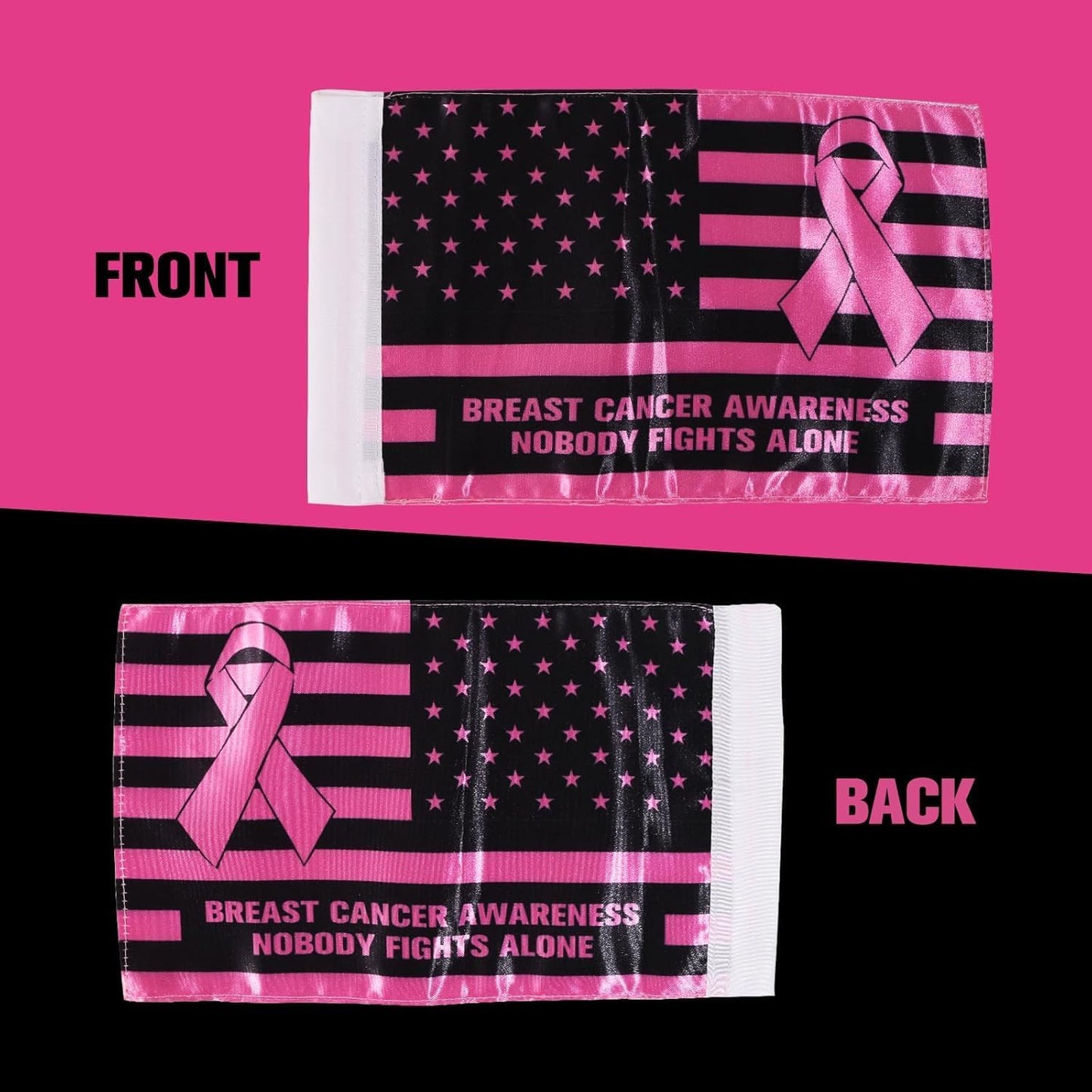 Rouge Motorcycle Flag - 6x10 Inch Double-Sided Breast Cancer Awareness Design | Durable Satin Polyester