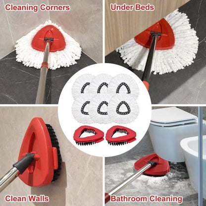 8 Pack Mop Head Replacement Compatiable with Ocedar EasyWring 1-Tank System,Mircofiber Mop Heads Refill and Scrub Brush for O Cedar Easywring Spin Mop, 6 Pack Mop Refills & 2 Scrub Head Floor Clean