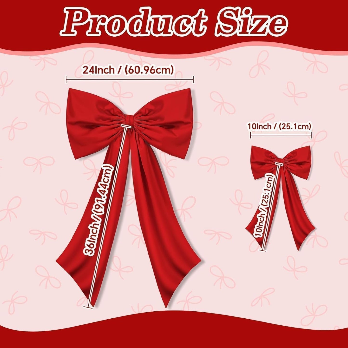 Red Bow Decor | 2 Pack Large & Small Coquette Room Backdrop - Perfect for Valentine's Day & Weddings