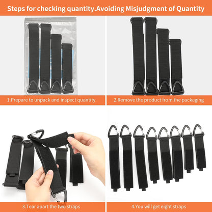 Skiennix Extension Cord Organizer - 8 Pack Heavy-Duty Storage Straps for Cables & Hoses | Triangle Buckle Design