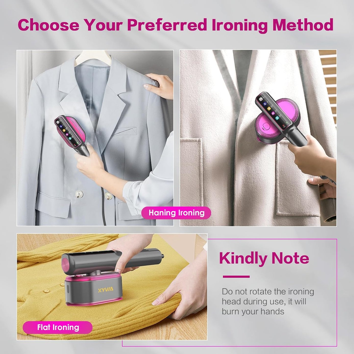Skiennix 1200W Portable Handheld Garment Steamer - Fast 15-Second Heat-Up, 5 Modes, 110ml Tank | Carbon Gray Purple