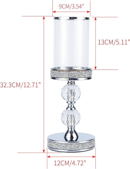 Skiennix Crystal Candle Holders - Elegant Pillar Candlesticks for Weddings & Home Decor | Perfect Centerpieces