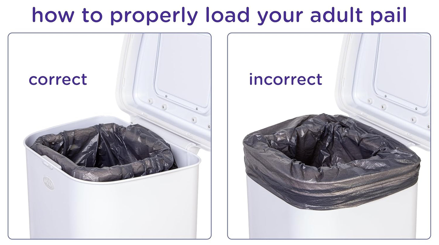 Ubbi Adult Diaper Pail - Steel Odor-Locking Design | No Special Bags Required, Modern White Finish