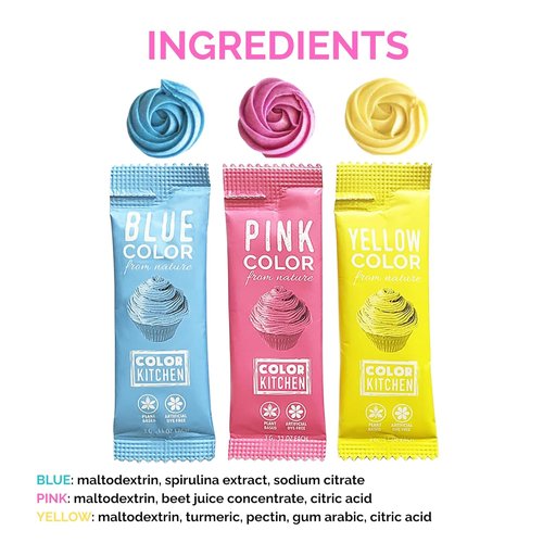 Color Kitchen Food Coloring 3-Pack - Plant-Based, Vegan, Gluten-Free Natural Colors for Baking