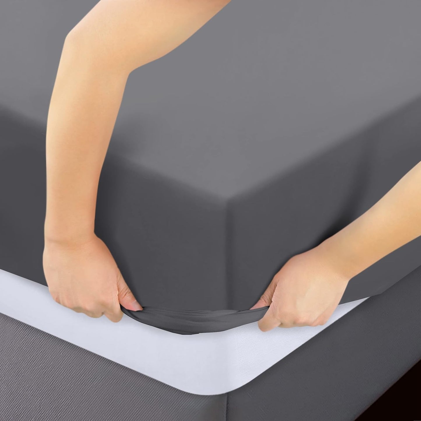 Utopia Bedding Twin XL Fitted Sheets - Soft Brushed Microfiber - Deep Pocket Design - Grey (Pack of 2)