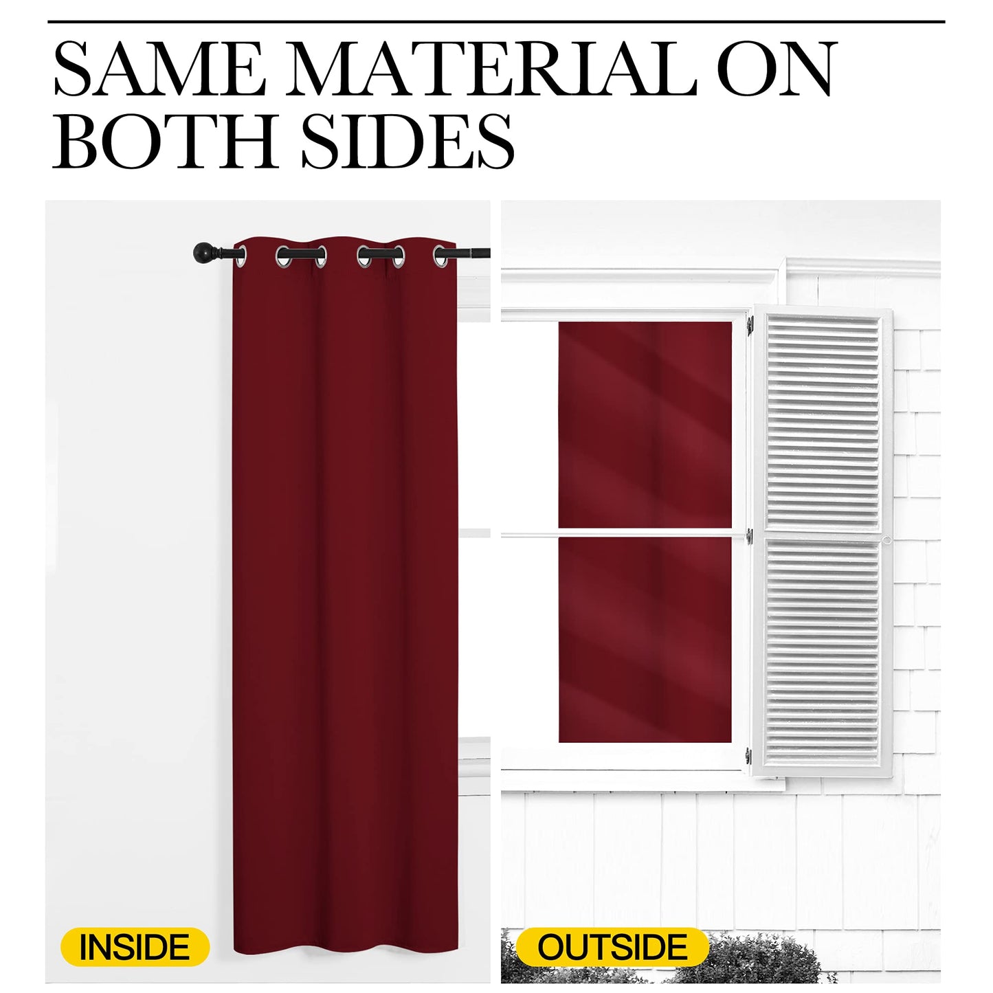 NICETOWN Burgundy Red Blackout Curtains 78 inches Length for Bedroom, 2 Panels, 42" Wide, Thermal Insulated Decoration Drapes for Office Window
