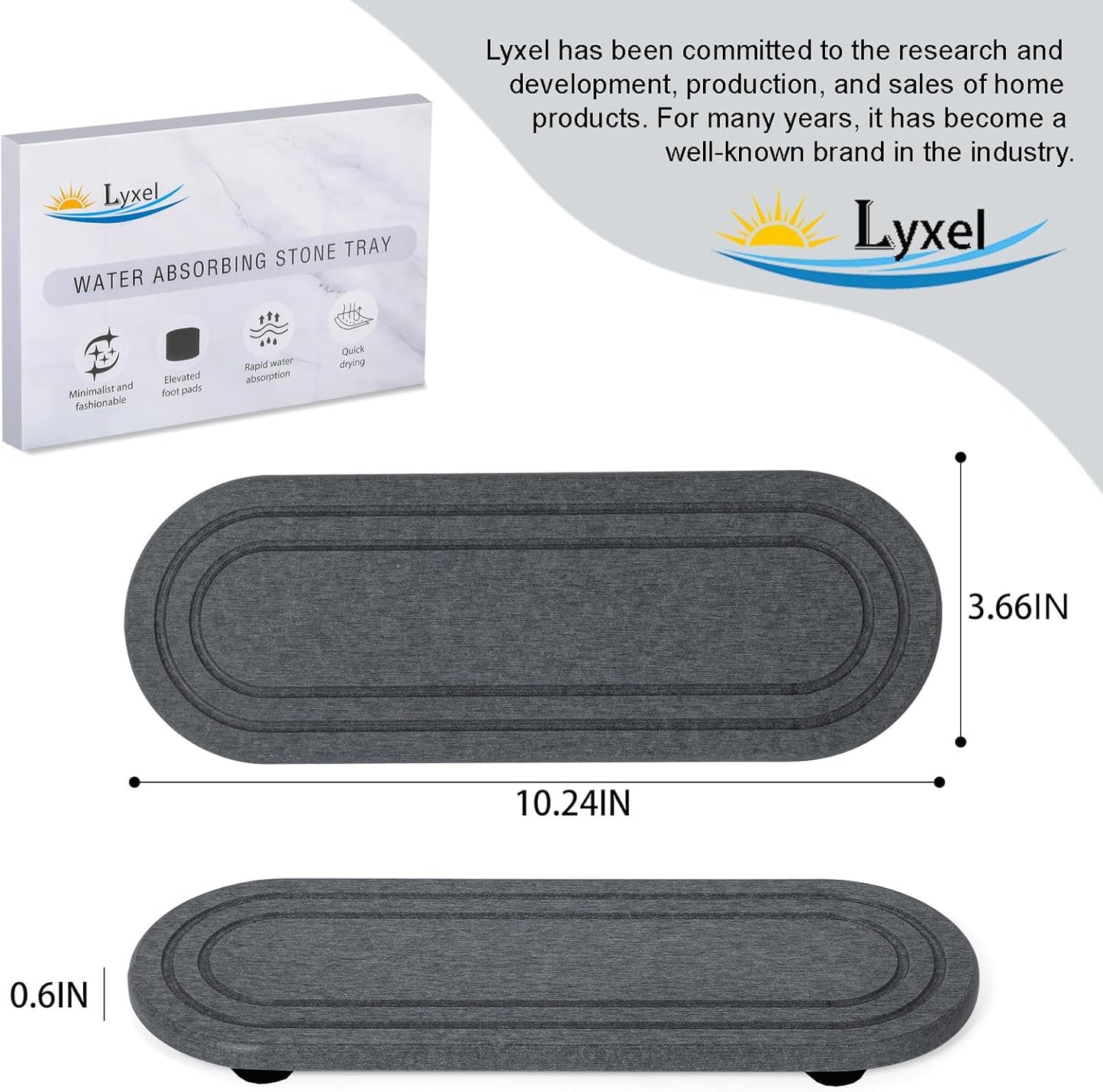 Skiennix Water Absorbing Stone Tray - Fast Drying Diatomite Coasters for Kitchen & Bathroom | 2PCS Set
