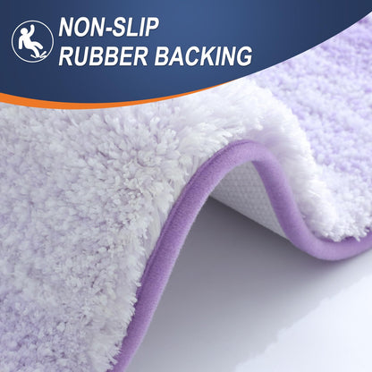 OLANLY Luxury Toilet Rugs U-Shaped 24x20, Extra Soft and Absorbent Microfiber Bathroom Rugs, Non-Slip Plush Shaggy Bath Mat, Machine Wash Dry, Contour Bathroom Mats for Toilet Base, Light Purple