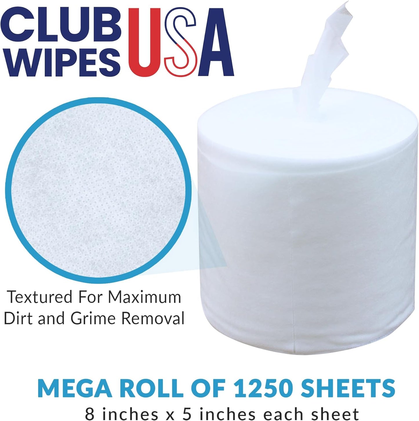 Sanitizing Wipes | 5000 Unscented Wipes - 4 Refill Mega Rolls for Floor & Wall Dispensers - Ideal for Gyms, Restaurants, Offices