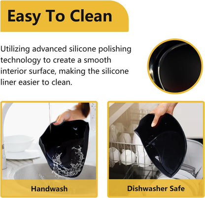 Skiennix Silicone Slow Cooker Liners - BPA-Free, Dishwasher Safe, 6-7 Quart Oval Divider Insert | Black