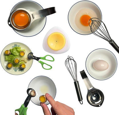 Skiennix Quail Egg Scissors Set - Stainless Steel Egg Yolk Separator & Cutter for Quick Breakfast Prep | 5PCS