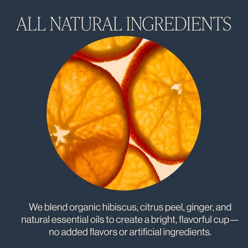 Rishi Tea Tangerine Hibiscus Herbal Tea - Organic, Caffeine Free Sachet Bags, Hibiscus Botanical Blend - 15 Count (Pack of 1)