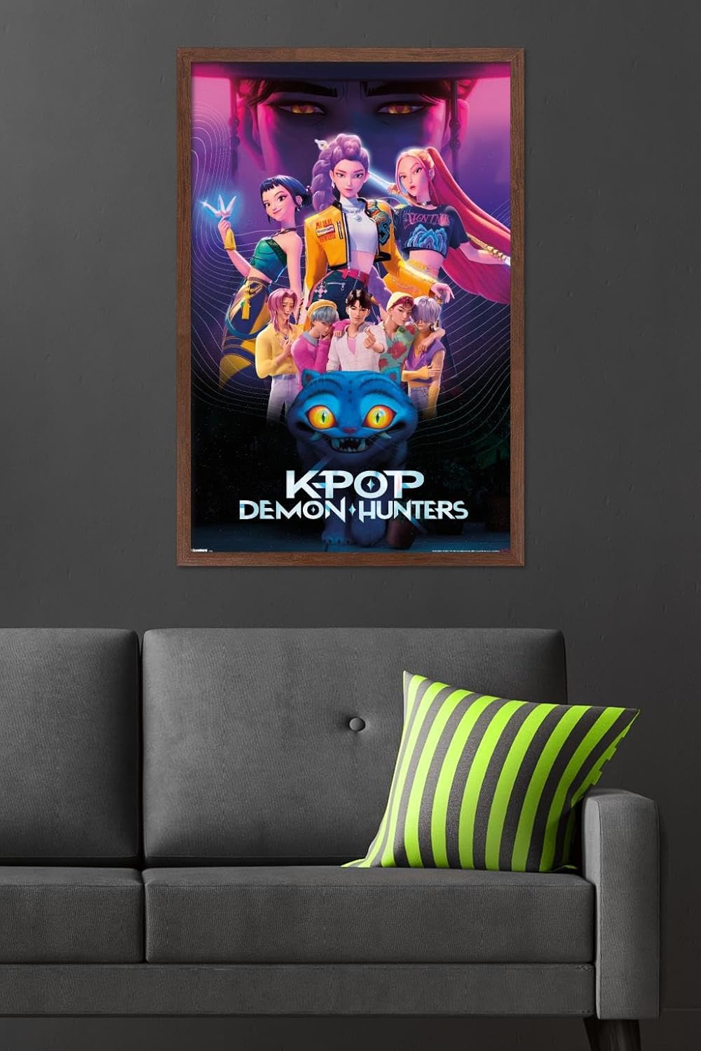 Netflix KPop Demon Hunters Wall Poster - Framed Mahogany Version, 34L x 22.4W