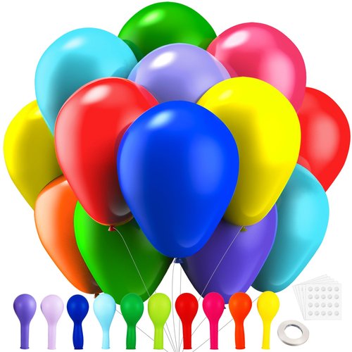 Chibon 105pcs Rainbow Latex Balloons, 12 inches Assorted color ballons, Round Helium Bright Color Balloons for Birthday Baby Shower Wedding Party Decorations