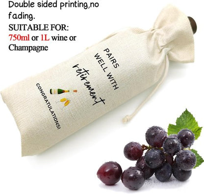 Beige Retirement Wine Bag Gift for Him & Her - Party Decor & Leaving Gifts for Coworkers & Boss - Retirement01
