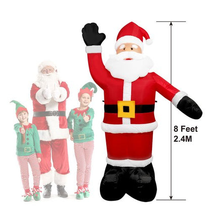 Decfine 8 Feet Christmas Inflatable Santa Claus Lighted Blow Up Christmas Yard Decoration with Built in Fan and Anchor Ropes (03-Santa)