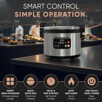Skiennix Commercial Rice Cooker - 64 Cup Capacity for Perfect Brown & Sushi Rice - Non-Stick Pot & Hinged Lid