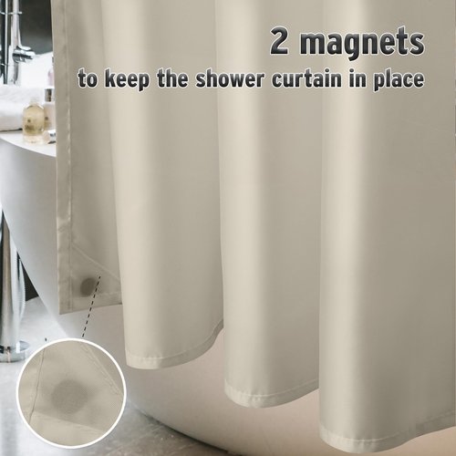 Titanker Fabric Shower Curtain Liner Washable, 70 x 72 Inches, Khaki Shower Liner Fabric with 2 Magnets, Waterproof Bathroom Shower Liner Soft Lightweight Polyester, Khaki