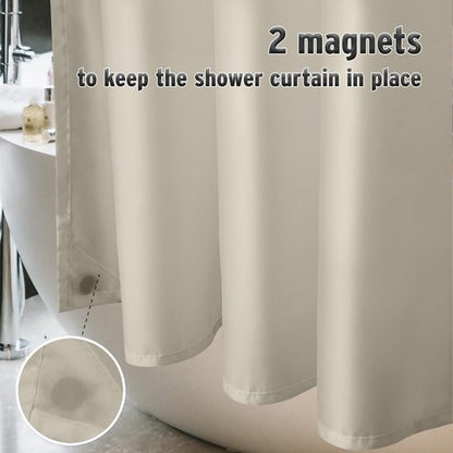 Titanker Fabric Shower Curtain Liner Washable, 70 x 72 Inches, Khaki Shower Liner Fabric with 2 Magnets, Waterproof Bathroom Shower Liner Soft Lightweight Polyester, Khaki