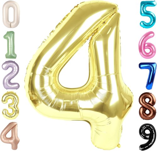 Light Gold 40-Inch Large Number 4 Balloon by [Brand Name] | Perfect for Birthdays & Graduations