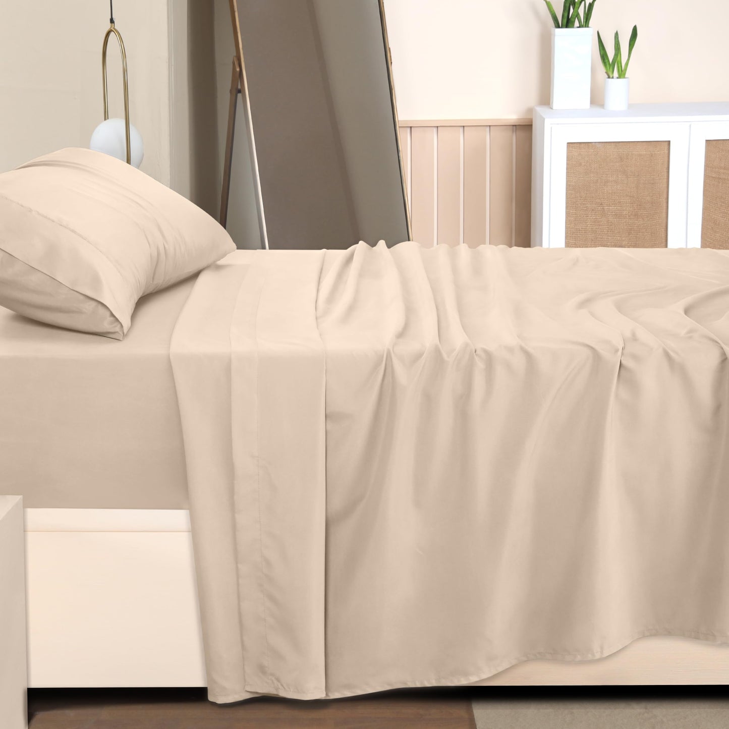 Utopia Bedding Twin Bed Sheets Set - Pack of 2 Sheet Sets - Perfect for Spa, Hotel, & Guest Bedroom - Brushed Microfiber - Shrinkage and Fade Resistant - Easy Care (Beige)