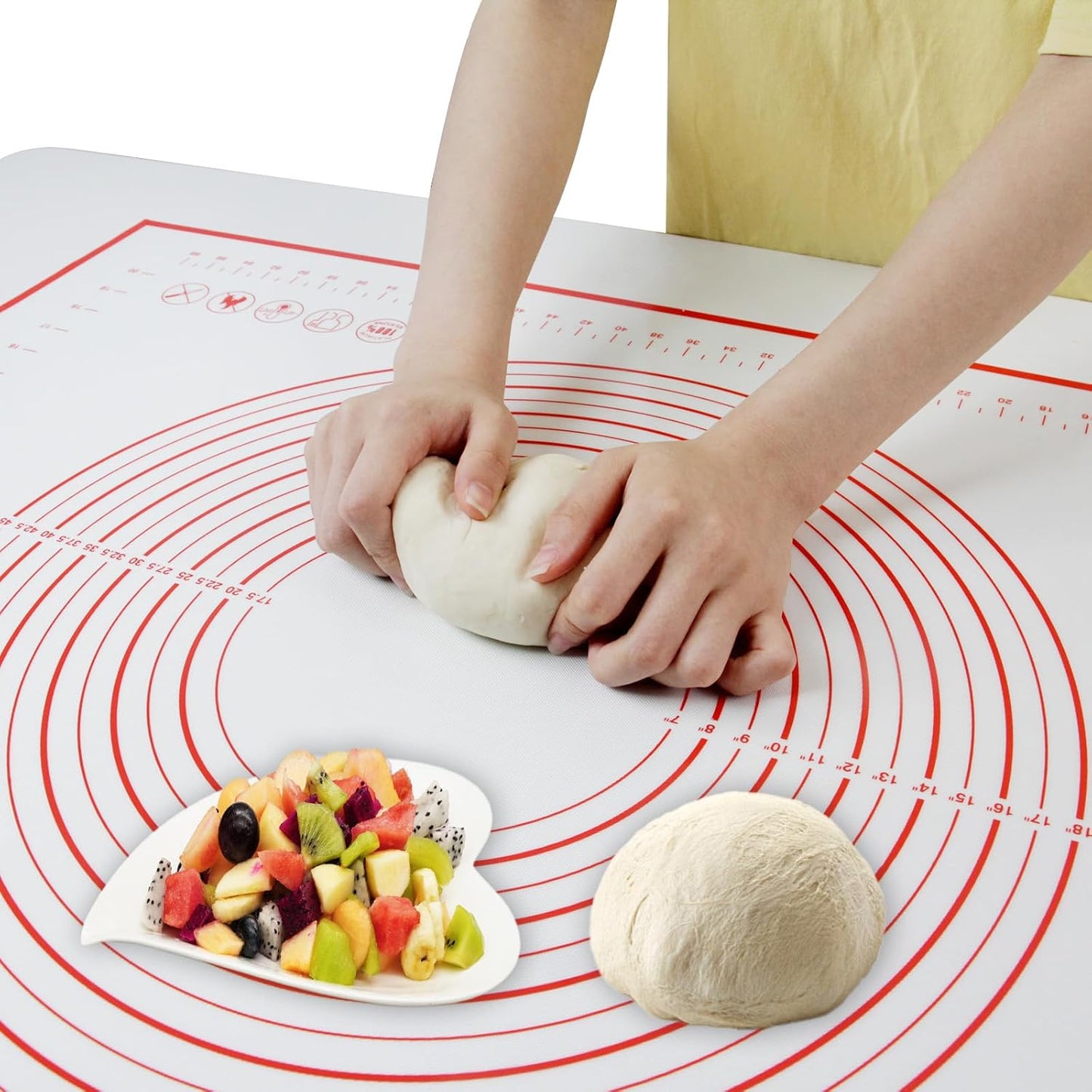 Skiennix Silicone Baking Mat - 32x24" Red Pastry Dough Kneading Sheet for Sourdough Bread