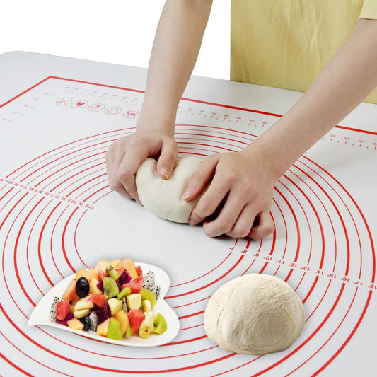 Skiennix Silicone Baking Mat - 32x24" Red Pastry Dough Kneading Sheet for Sourdough Bread